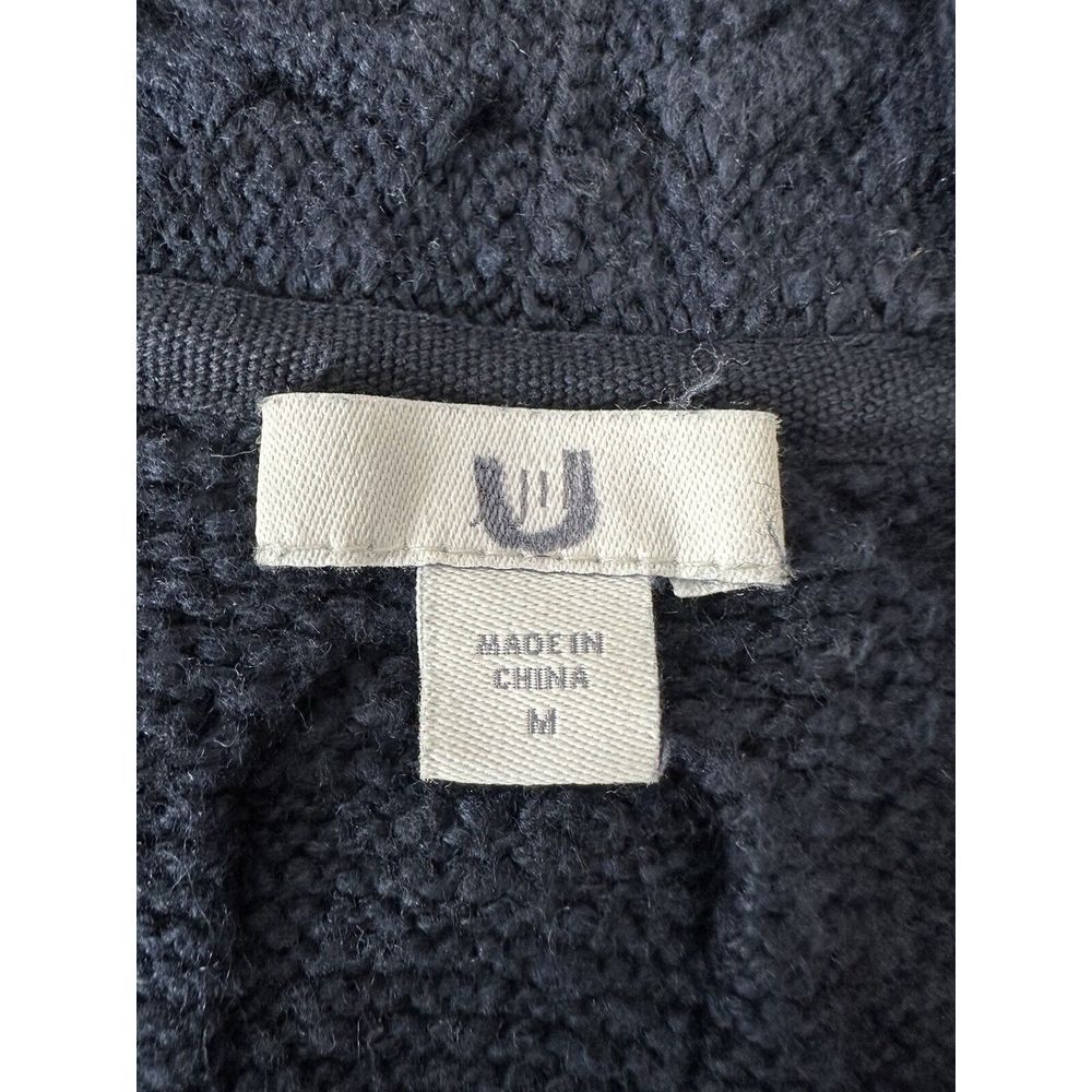 J Jill Cardigan Sweater Women Medium Navy Brown Buttons Weight Pockets‎ Academia - Picture 3 of 9